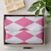 Roze Witte Harlequin Diamonds Checkers Ontwerp Tissuepapier (Geschenk)