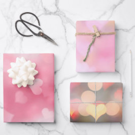 Roze Witte Hart Inpakpapier Vel