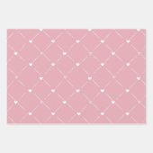 Roze Witte Hart Inpakpapier Vel (Voorkant 3)