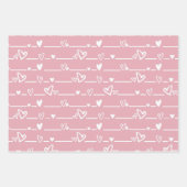 Roze Witte Hart Inpakpapier Vel (Voorkant 2)