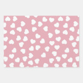 Roze Witte Hart Inpakpapier Vel (Voorkant)