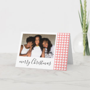 Roze Witte Hart Prettig Kerst Foto Feestdagen Kaart