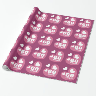 Roze witte harten 60th Birthday Eigen naam V02B Cadeaupapier