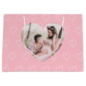 Roze witte harten foto Valentijnsdag Groot Cadeauzakje (Voorkant)