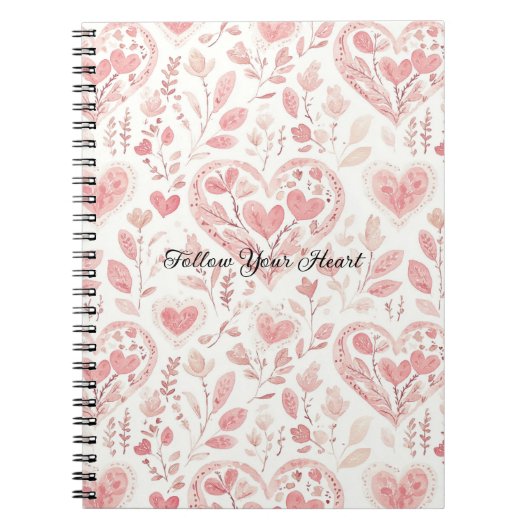 Roze Witte Harten Notitieboek (Voorkant)