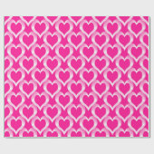 Roze Witte Harten Patroon Cadeaupapier (Vlak)