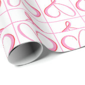 Roze Witte Harten Romantisch Eenvoudig Cadeaupapier (Rol Hoek)