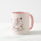 Roze Witte Harten Schaatsen Leven is Lief Mok (Voorkant rechts)