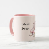 Roze Witte Harten Schaatsen Leven is Lief Mok (Voorkant links)