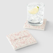 Roze Witte Harten Stenen Onderzetter (Zijkant)