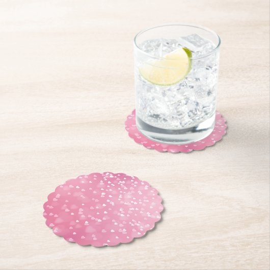 Roze Witte Harten Verjaardag Kartonnen Onderzetters (Insitu)