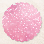 Roze Witte Harten Verjaardag Kartonnen Onderzetters (Voorkant)