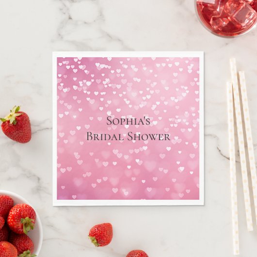 Roze Witte Harten Verjaardag Servet (Insitu)