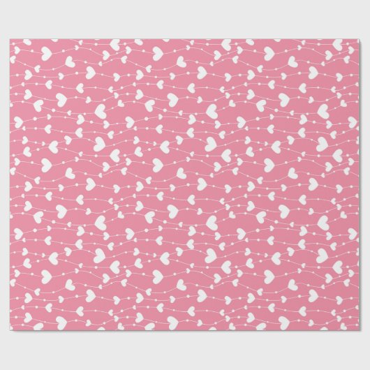 Roze witte harten voor haar verjaardag Baby Shower Cadeaupapier (Vlak)