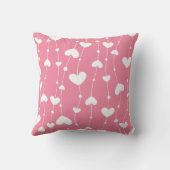 Roze witte harten, woestenij kussen (Achterkant)