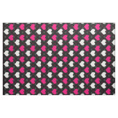 Roze Witte Harten Zwart Stof (Fat Quarter)