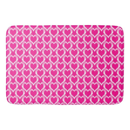 Roze Witte Hartjes Patroon Badmat (Voorkant)