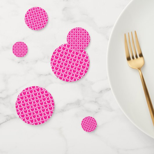 Roze Witte Hartjes Patroon Confetti (Groep)