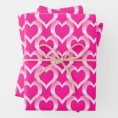 Roze Witte Hartjes Patroon Inpakpapier Vel (In situ)