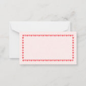 Roze & witte hartjes Valentijnsdag mini  Notitiekaartje (Achterkant)