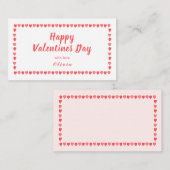 Roze & witte hartjes Valentijnsdag mini  Notitiekaartje (Voorkant / Achterkant)