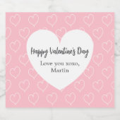 Roze witte hartjes Valentijnsdag Sparkling Wijnetiket (Enkel label)