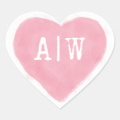 Roze witte hartmonogram Wedding Envelope Seal Hart Sticker (Voorkant)