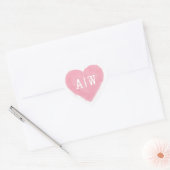 Roze witte hartmonogram Wedding Envelope Seal Hart Sticker (Envelop)