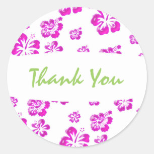 Roze & Witte Hibiscus Bloem Bloem Sticker
