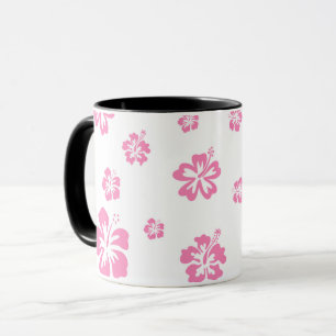 Roze & Witte Hibiscus Bloem Persoonlijke Aangepast Mok