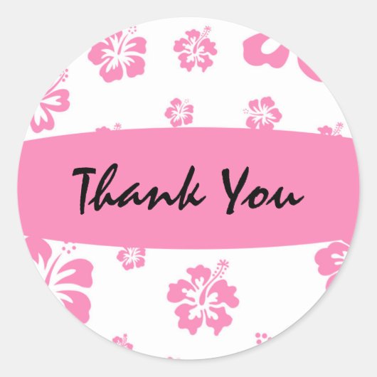Roze & Witte Hibiscus Bloem Sticker (Voorkant)