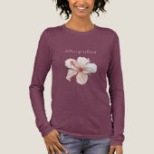 Roze Witte Hibiscus Bloem Tri-Blend Shirt (Voorkant)