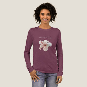 Roze Witte Hibiscus Bloem Tri-Blend Shirt