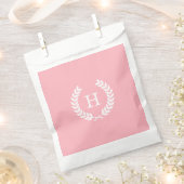 Roze witte hitte Laurel Wreated Initiaal Monogram Bedankzakje (Geknipt)