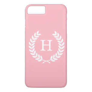 Roze witte hitte Laurel Wreated Initiaal Monogram Case-Mate iPhone Case