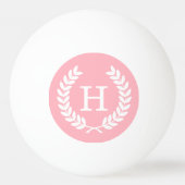 Roze witte hitte Laurel Wreated Initiaal Monogram Pingpongbal (Achterkant)