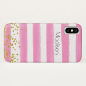 Roze, witte Hoesje-Mate Barely Er is iPhone X Hoes (Achterkant (horizontaal))