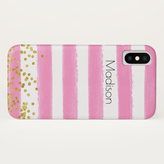Roze, witte Hoesje-Mate Barely Er is iPhone X Hoes (Achterkant (horizontaal))