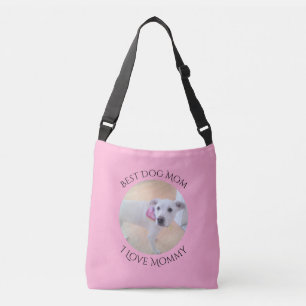  roze witte hond Beste mama Crossbody Tas