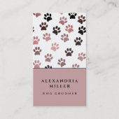 Roze Witte Hond Paw Prints | Hondenverzorging Visitekaartje (Voorkant)
