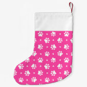 Roze Witte Hond Paws en Harten Patroon Kleine Kerstsok (Achterkant)