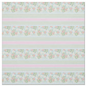  Roze Witte Hond Rozen op Blauw Gestreepte Stof (Swatch)