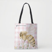 Roze Witte Honingbij Tote Bag (Voorkant)