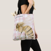 Roze Witte Honingbij Tote Bag (Dichtbij)