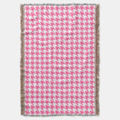 Roze Witte Houndstooth Geruite Ontwerp Deken (Voorkant Verticaal)
