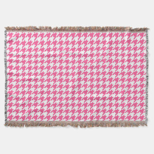 Roze Witte Houndstooth Geruite Ontwerp Deken