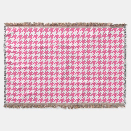 Roze Witte Houndstooth Geruite Ontwerp Deken (Voorkant)
