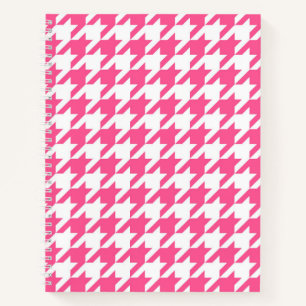 Roze Witte Houndstooth Geruite Ontwerp  Notitieboek