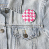 Roze Witte Houndstooth Geruite Ontwerp Ronde Button 5,7 Cm (In situ)