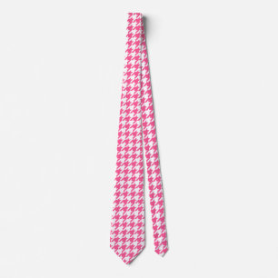 Roze Witte Houndstooth Geruite Ontwerp Stropdas